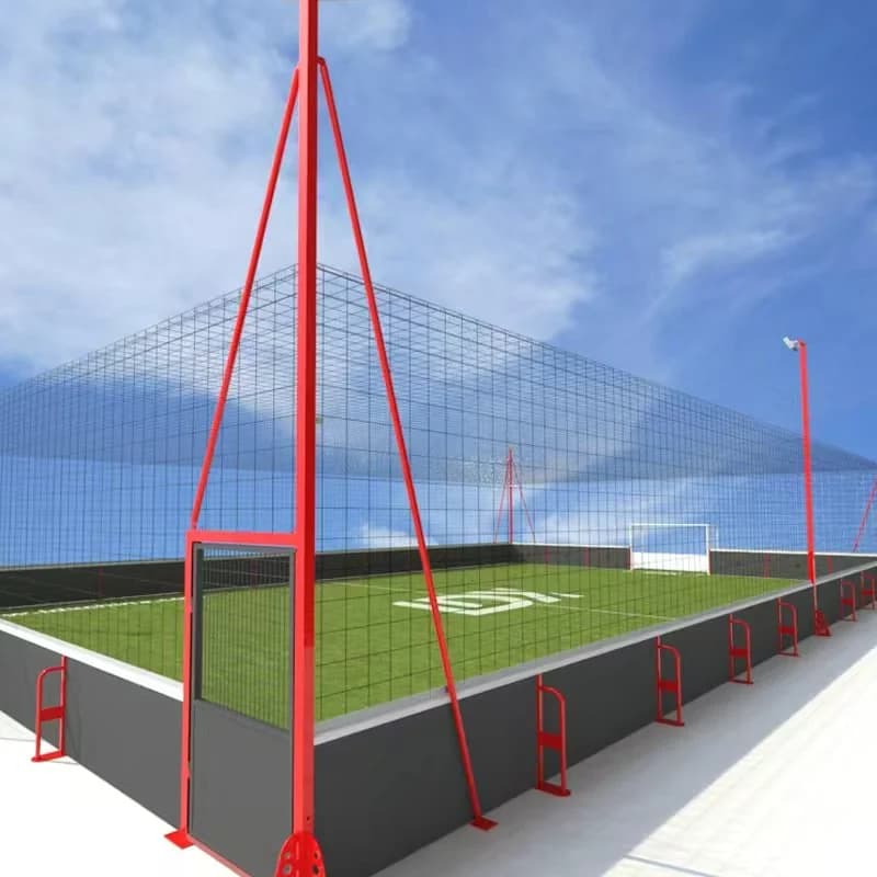 Composite-board football cage with soft-net containment