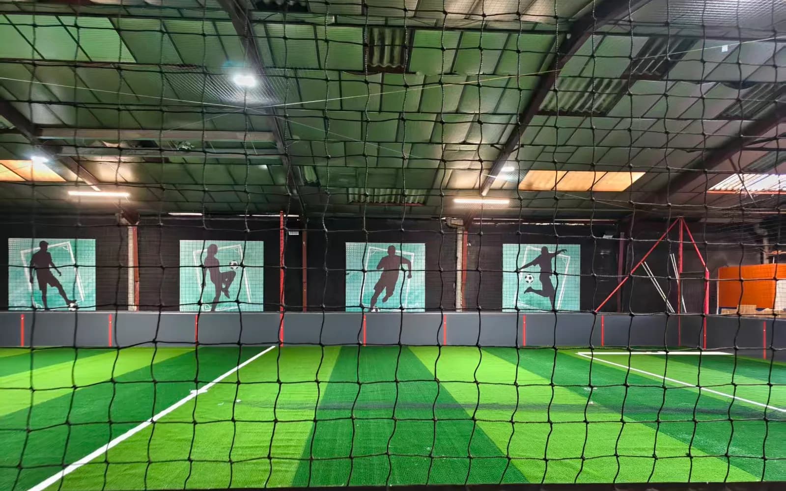 Completed indoor composite-board football pitch in France