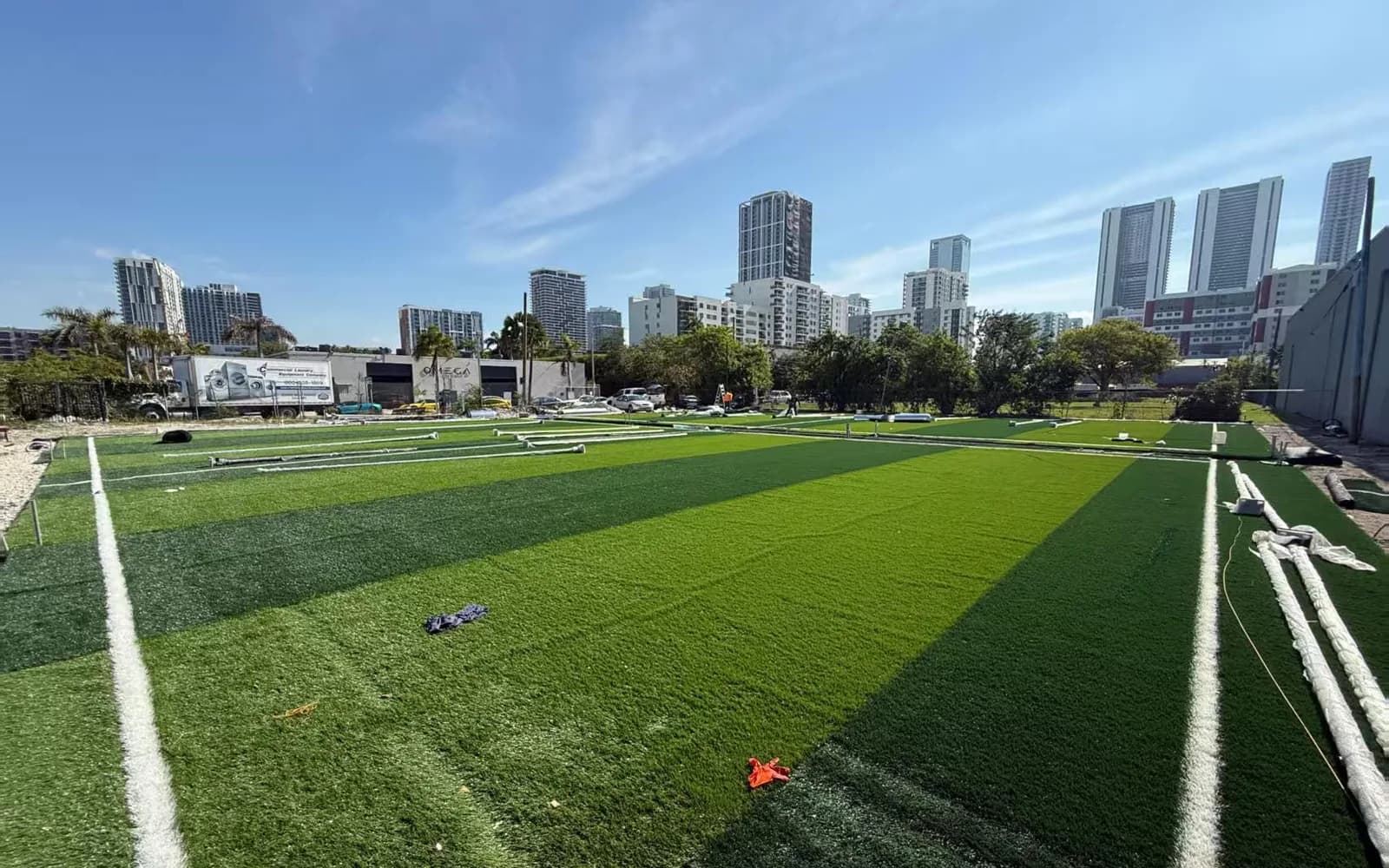 Completed outdoor artificial-turf football facility in the United States