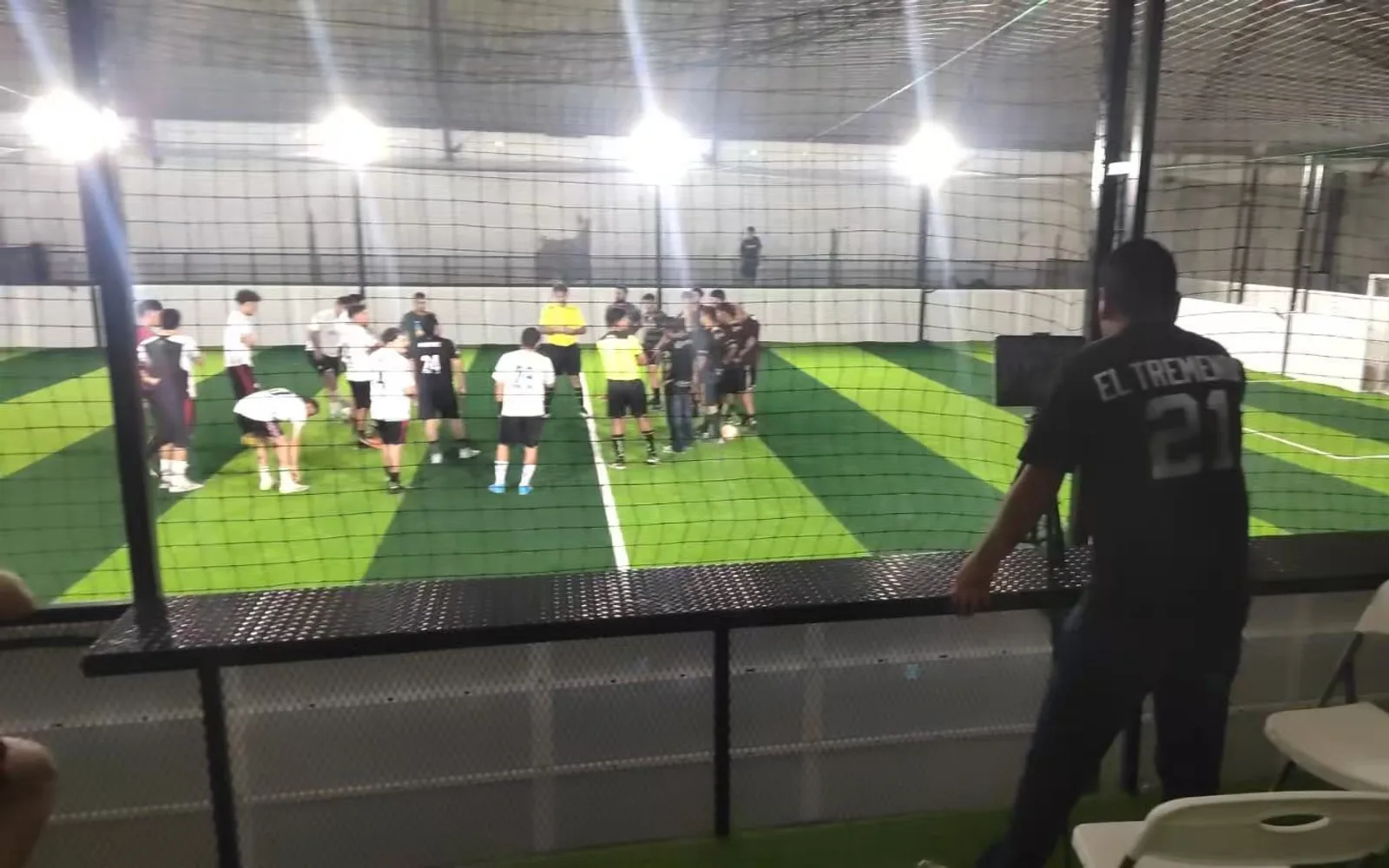 Football training session inside the South America indoor pitch