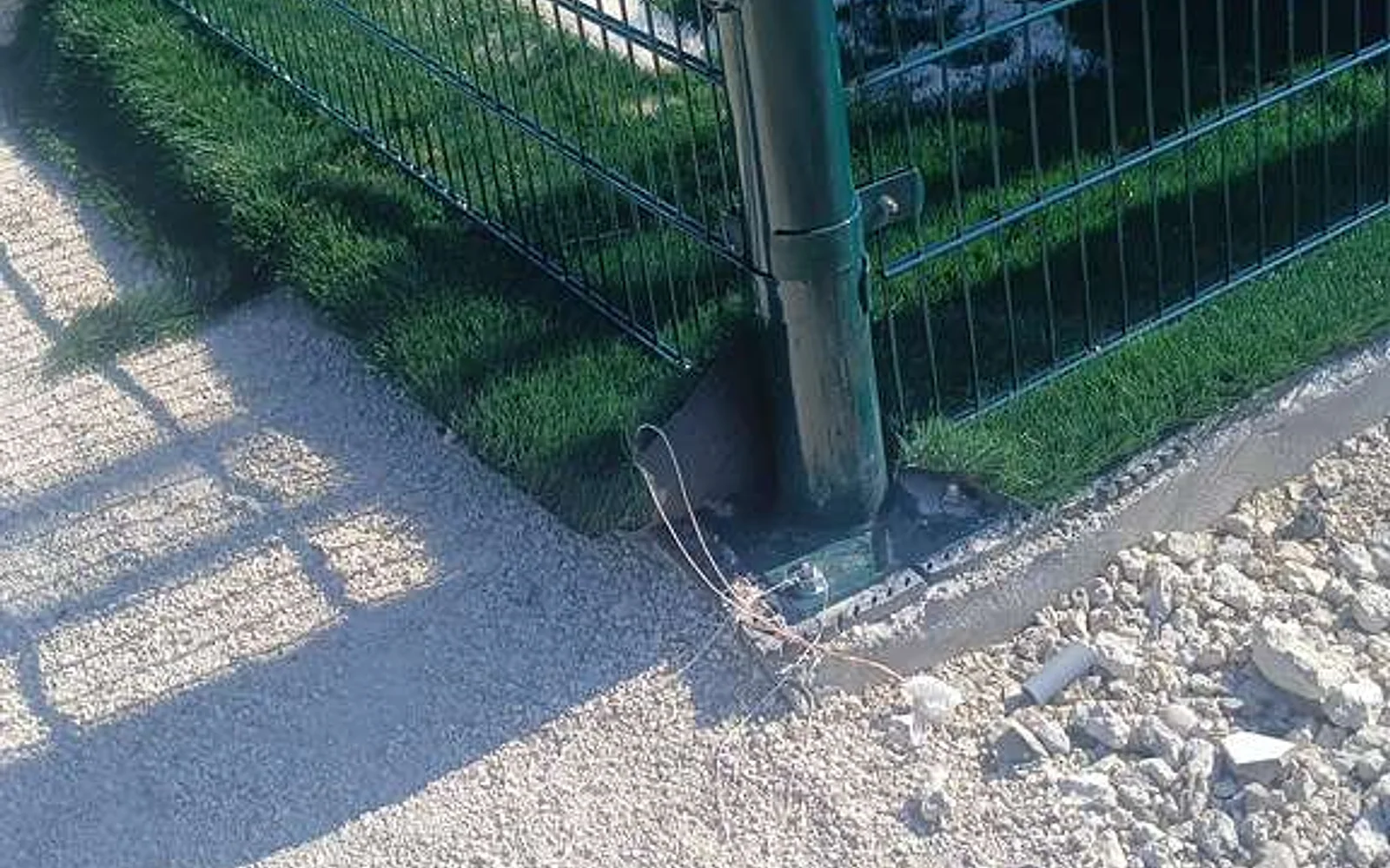 Base anchoring detail at the United States football enclosure