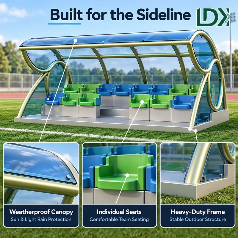 Heavy Duty Football Substitute Bench with Weatherproof Canopy for Stadium — view 4