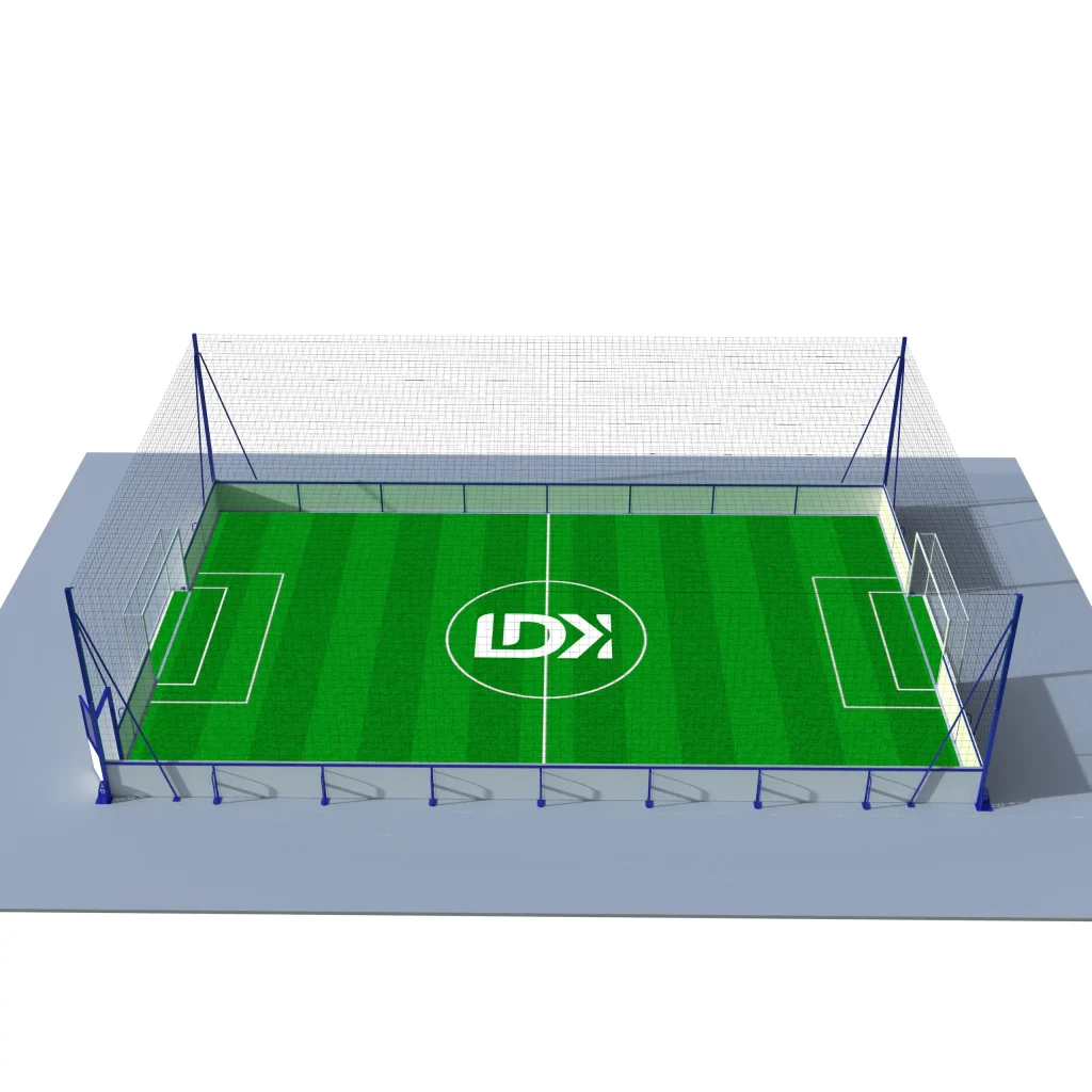 Illustrative rendering of an enclosed small-sided football field.