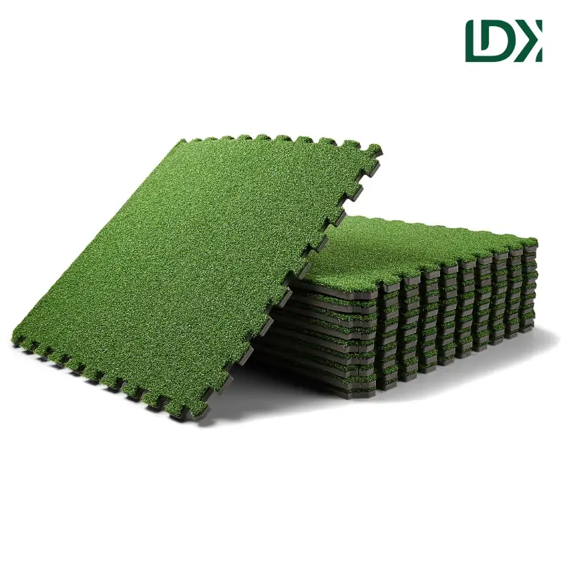 Interlocking Non-Infill Artificial Grass Tiles for Indoor Outdoor Sports and Playground — view 1