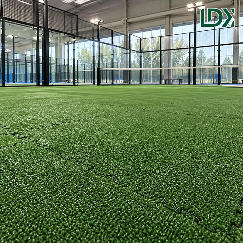 Interlocking Non-Infill Artificial Grass Tiles for Indoor Outdoor Sports and Playground — view 2