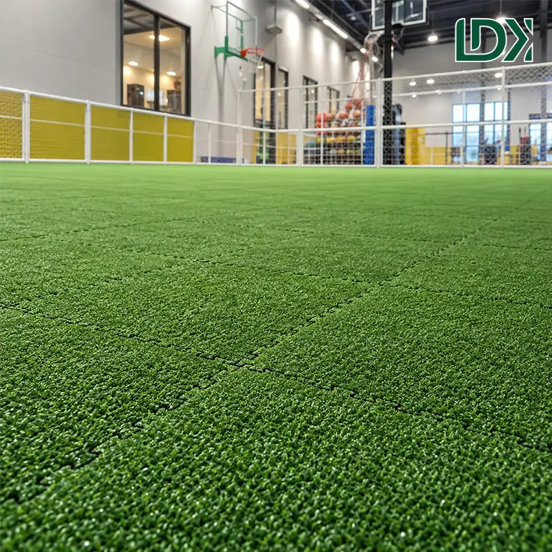 Interlocking Non-Infill Artificial Grass Tiles for Indoor Outdoor Sports and Playground