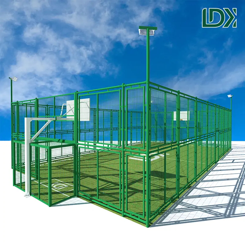 Multifunctional Football Cage with Basketball Hoop and Artificial Turf for Community Sports