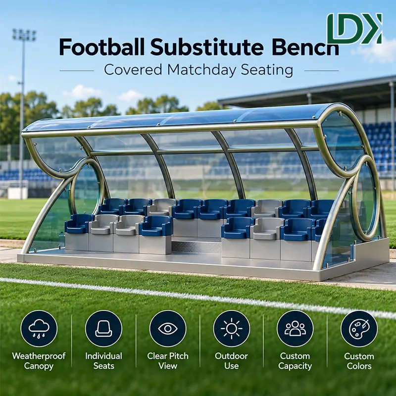 Heavy Duty Football Substitute Bench with Weatherproof Canopy for Stadium — view 3