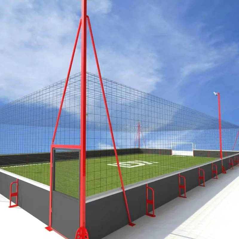 Composite-board football cage with soft-net containment