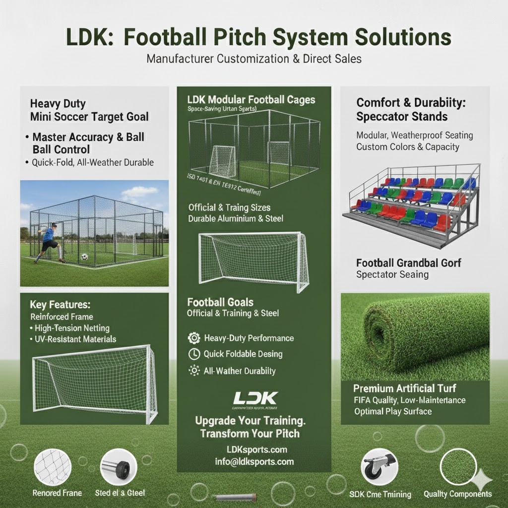 LDK Professional Football Pitch System Solution with Modular Cages and Turf